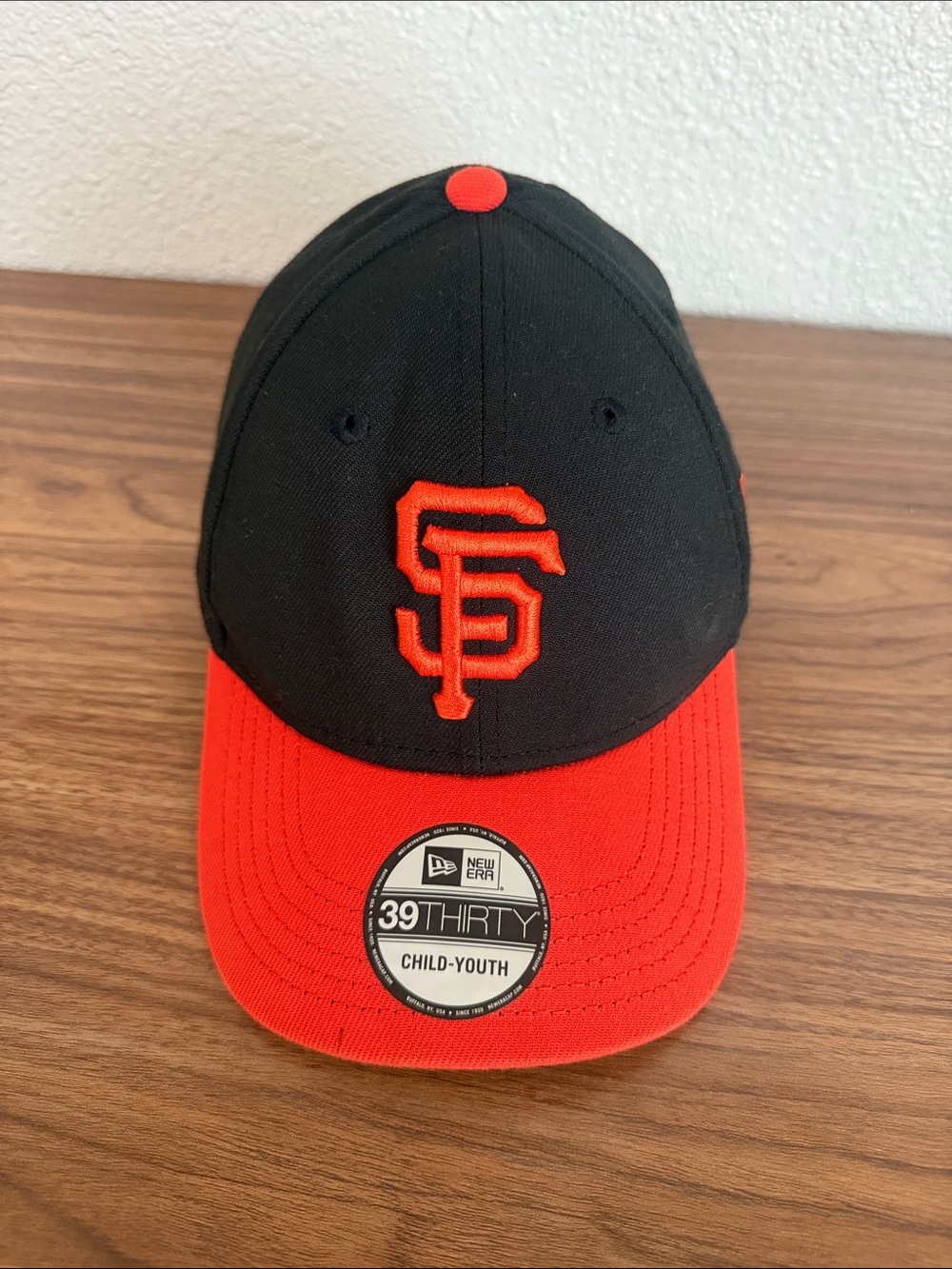 New Era Kids San Francisco Giants Black and Orange Stretch Fit Cap
